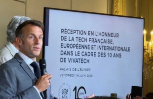 Emmanuel Macron lors de la réception VivaTech à l'Élysée. // Source : Numerama