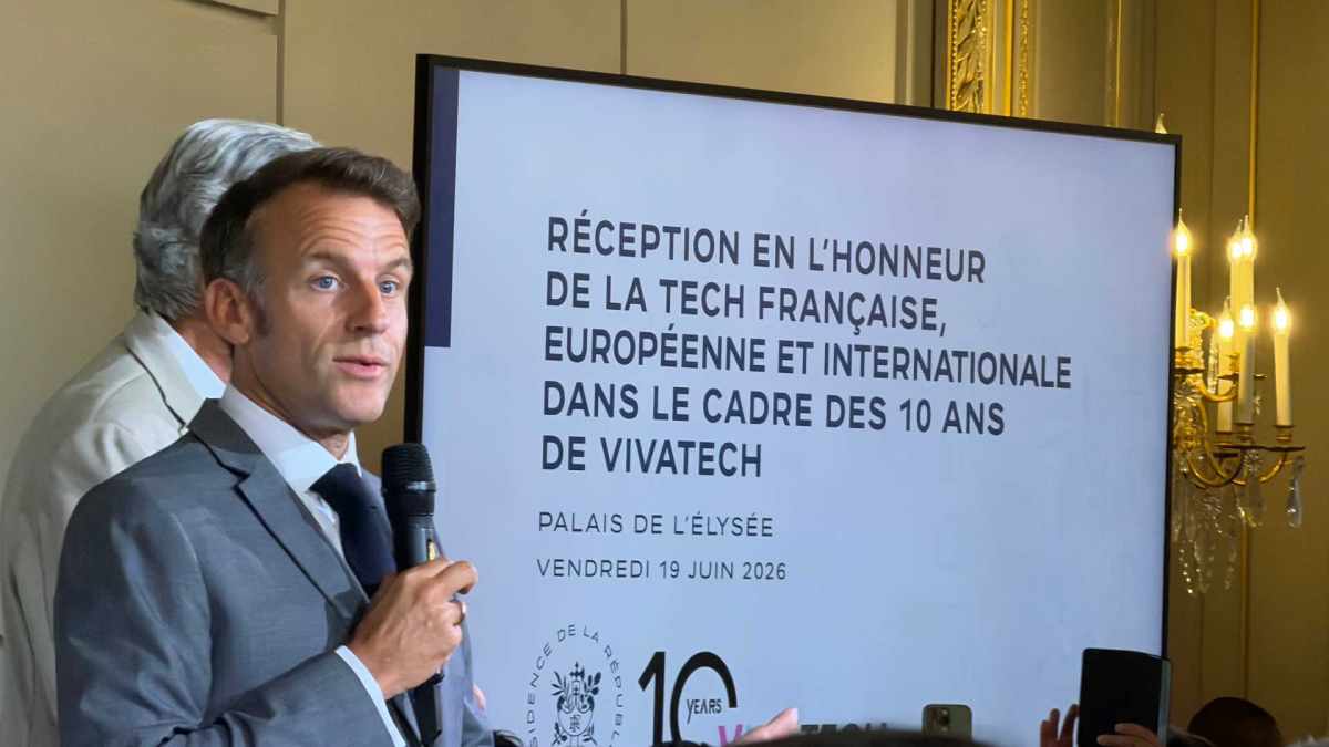 Emmanuel Macron lors de la réception VivaTech à l'Élysée. // Source : Numerama Emmanuel Macron lors de la réception VivaTech à l'Élysée. // Source : Numerama