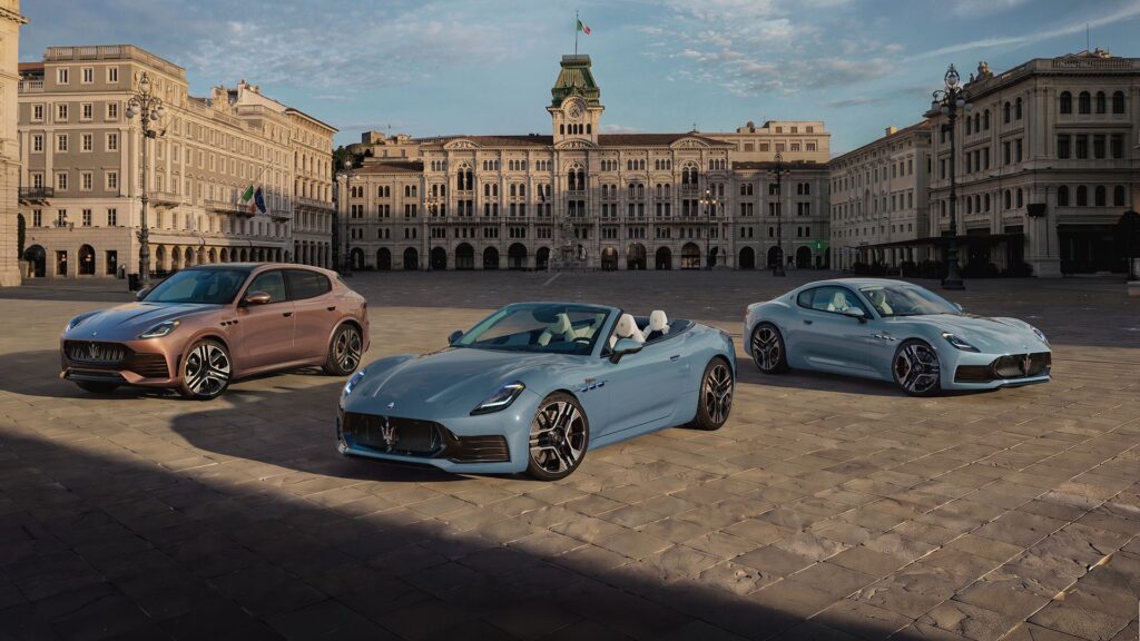 Les Maserati GranTurismo, GranCabrio et Grecale Folgore. // Source : Maserati Les Maserati GranTurismo, GranCabrio et Grecale Folgore. // Source : Maserati