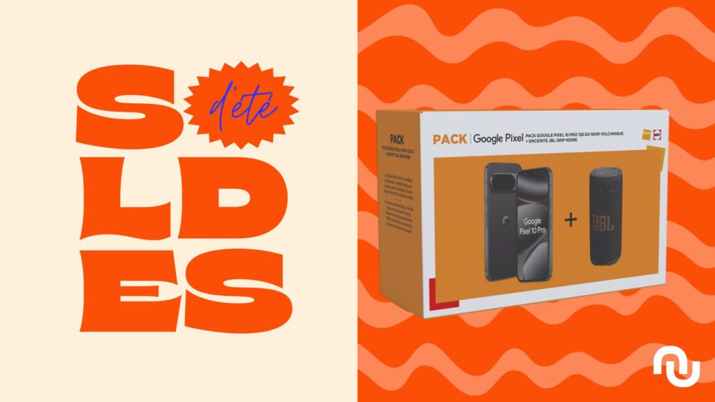 Pack Smartphone Google Pixel 10 Pro + Enceinte JBL Grip Noir // Source : Numerama