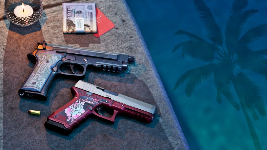 Pistolet Girardi ES9 de Jason et le pistolet Klose K17 de Lucia