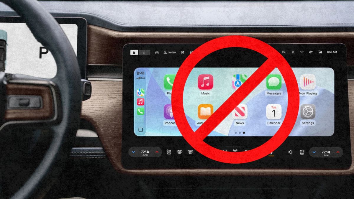 Rivian est totalement contre l'intégration d'Apple CarPlay dans ses modèles. // Source : Robin San Vicente pour Numerama Rivian est totalement contre l'intégration d'Apple CarPlay dans ses modèles. // Source : Robin San Vicente pour Numerama