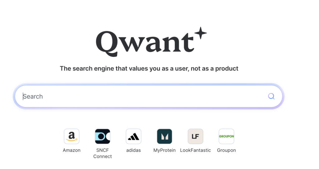 La barre de recherche de Qwant. // Source : Capture Numerama La barre de recherche de Qwant. // Source : Capture Numerama
