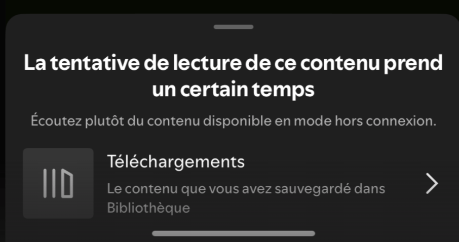 Le message d'erreur quand on essaye d'écouter de la musique. Le message d'erreur quand on essaye d'écouter de la musique.