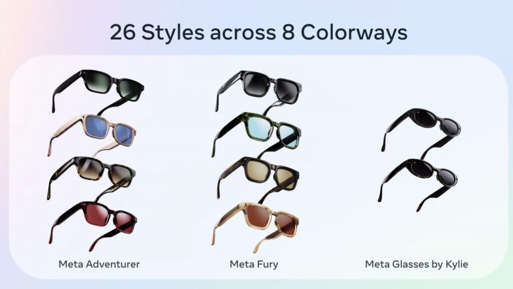Les différentes formes des Meta Glasses. Les différentes formes des Meta Glasses.