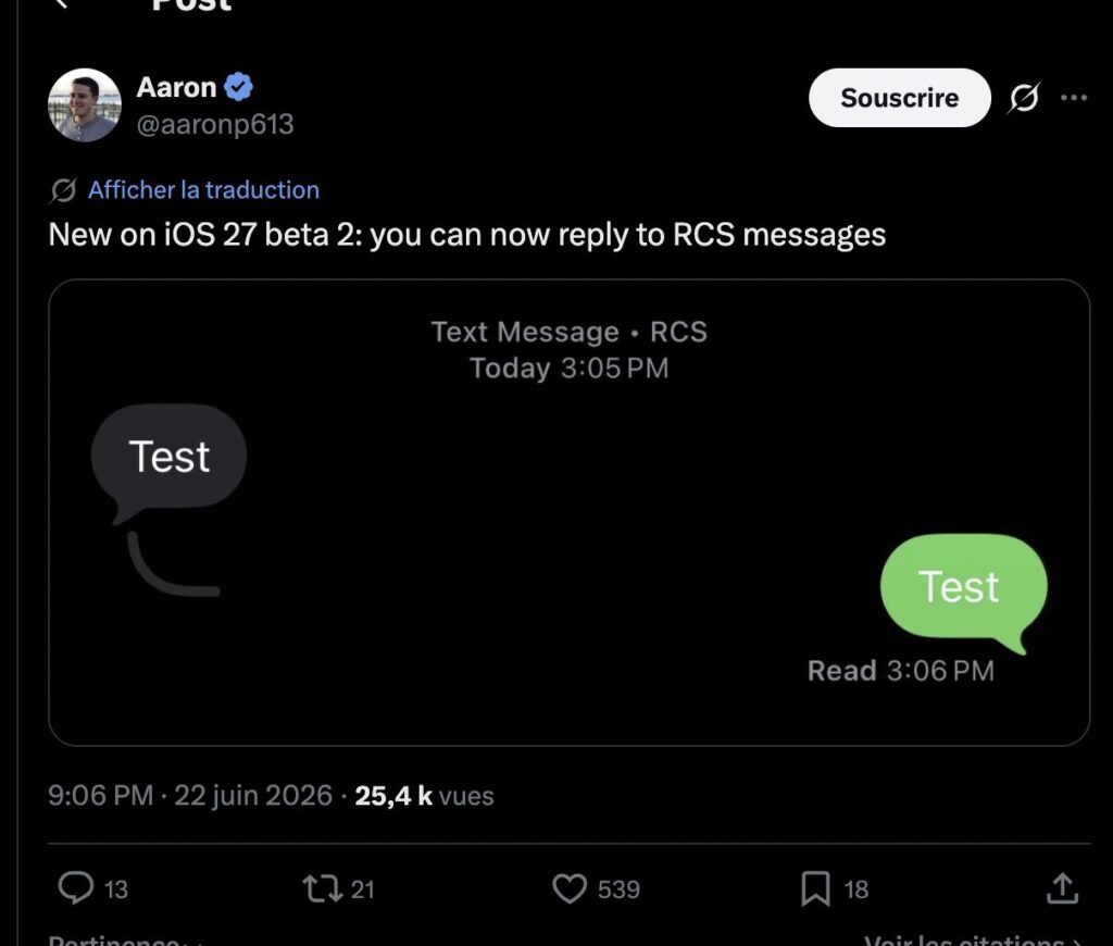 Les réponses dans iOS 27 bêta 2. Les réponses dans iOS 27 bêta 2.