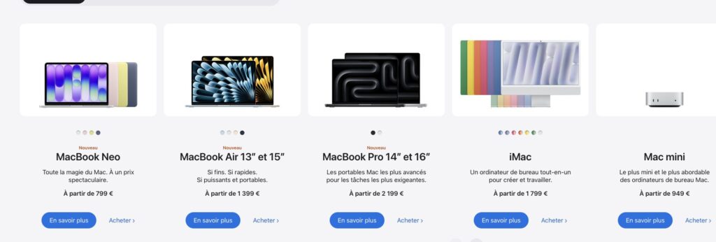 Les nouveaux prix des Mac. Les nouveaux prix des Mac.