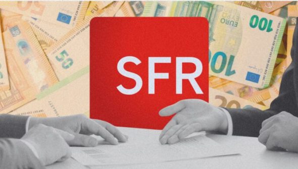 48h de sursis pour finaliser le rachat de SFR. // Source : Wikimedia/SFR ; montage Numerama avec Canva