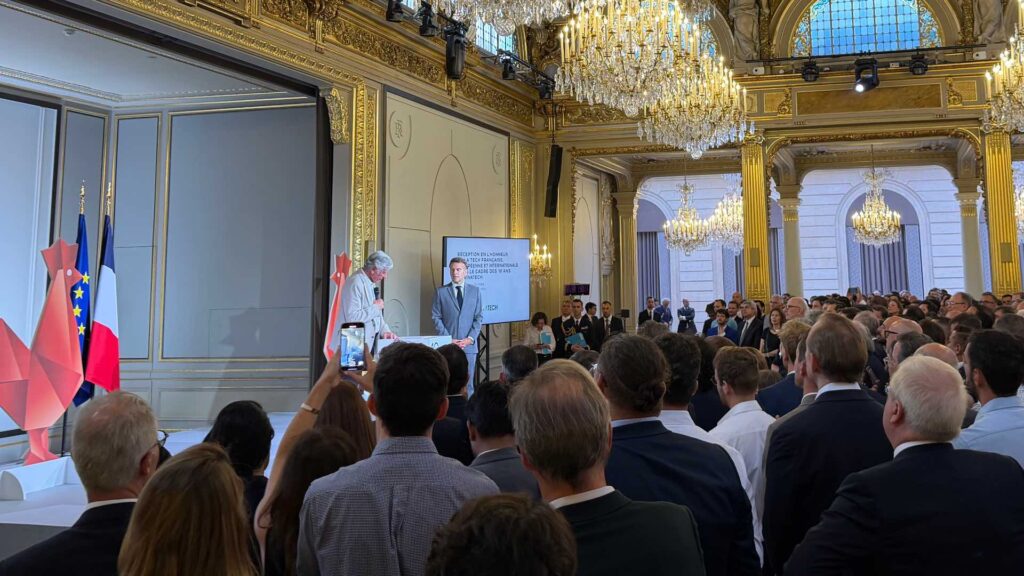 Emmanuel Macron lors de la réception VivaTech à l'Élysée. Emmanuel Macron lors de la réception VivaTech à l'Élysée.