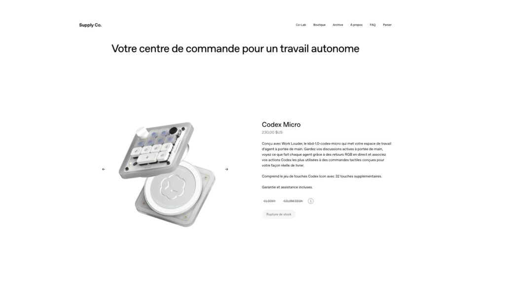 Le Codex Micro est déjà en rupture de stock. // Source : OpenAI Le Codex Micro est déjà en rupture de stock. // Source : OpenAI