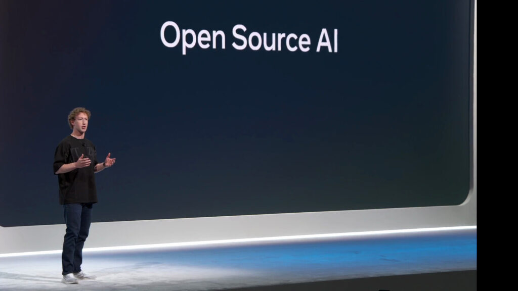 Mark Zuckerberg présentant Llama 3 comme une IA open source // Source : Meta
