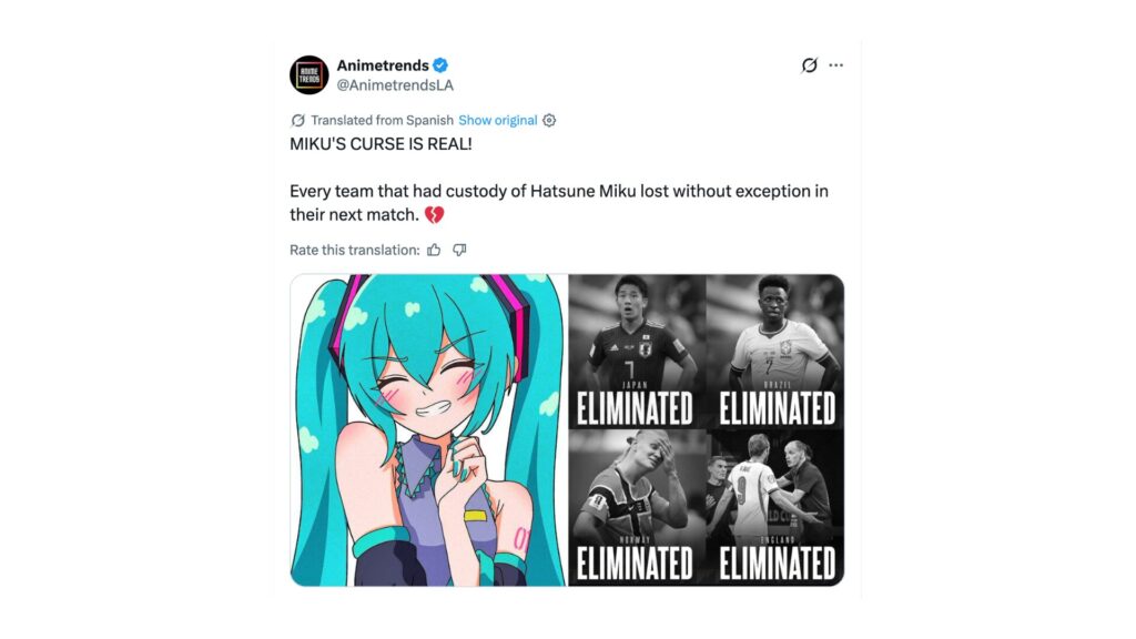 La « malédiction 2-1 d’Hatsune Miku » // Source : AnimeTrendsLA La « malédiction 2-1 d’Hatsune Miku » // Source : AnimeTrendsLA
