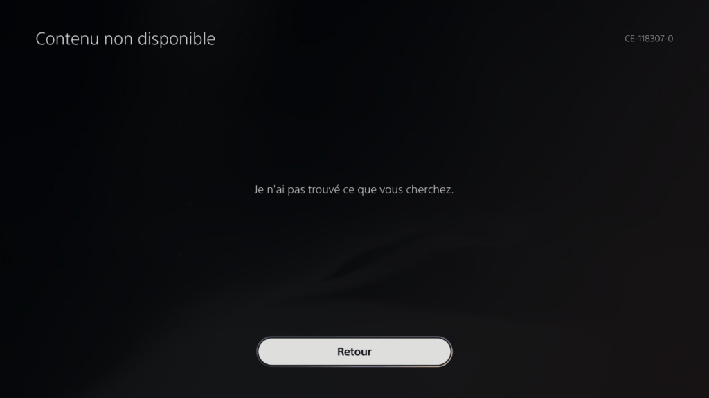 Bug PSN // Source : Capture PS5 Bug PSN // Source : Capture PS5