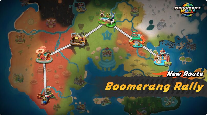 Boomerang Rally relie le circuit Salty Salty Speedway et le col de Whistlestop. // Source : Nintendo Boomerang Rally relie le circuit Salty Salty Speedway et le col de Whistlestop. // Source : Nintendo