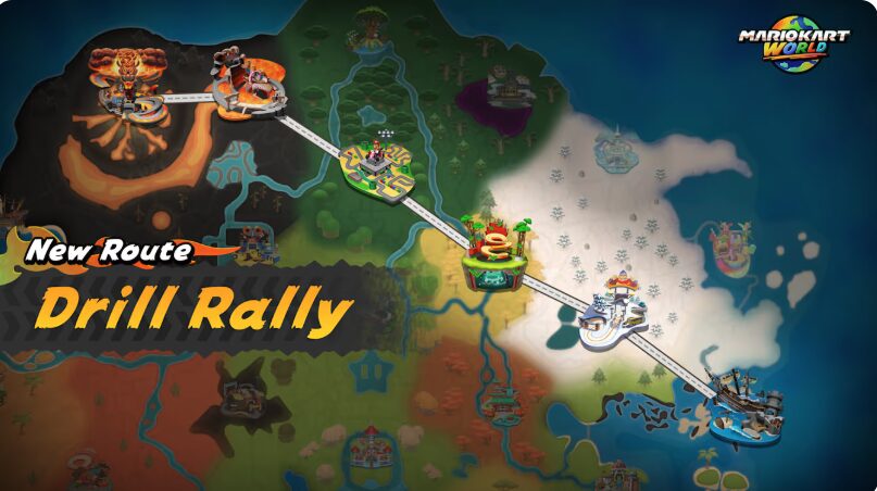 Drill Rally, relie le chantier naval de Wario au Château de Bowser. // Source : Nintendo Drill Rally, relie le chantier naval de Wario au Château de Bowser. // Source : Nintendo