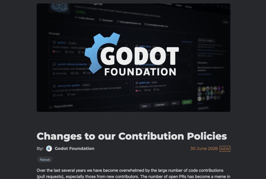 Capture d'écran du communiqué de la fondation Godot // Source : capture d'écran Numerama Capture d'écran du communiqué de la fondation Godot // Source : capture d'écran Numerama