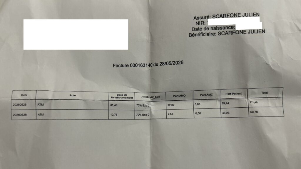 L'intervention lui a couté un peu de plus de 160 €