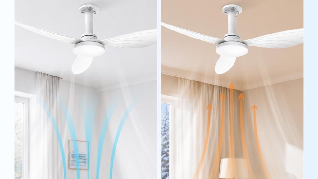 Ce ventilateur de plafond de Hisummer est un modèle réversible // Source : Hisummer