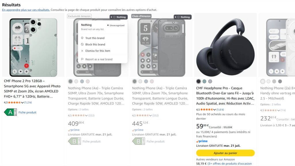 Nothing n'est aps encore reconnu par l'extension