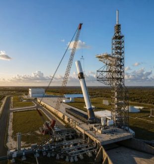 Le nouveau pas de tir de Blue Origin en construction. // Source : Blue Origin