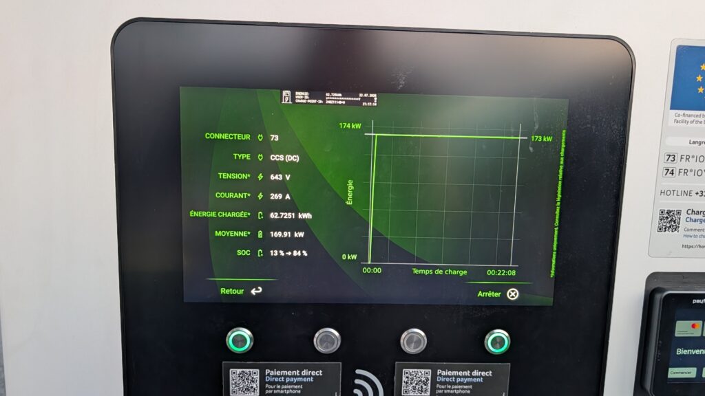 Courbe de charge Xpeng G6 sur Ionity // Source : Raphaelle Baut pour Numerama Courbe de charge Xpeng G6 sur Ionity // Source : Raphaelle Baut pour Numerama