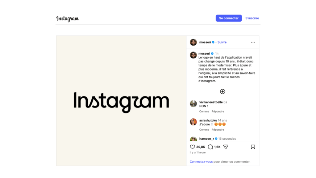 La nouvelle version de l'écriture Instagram  // Source : Adam Mosseri