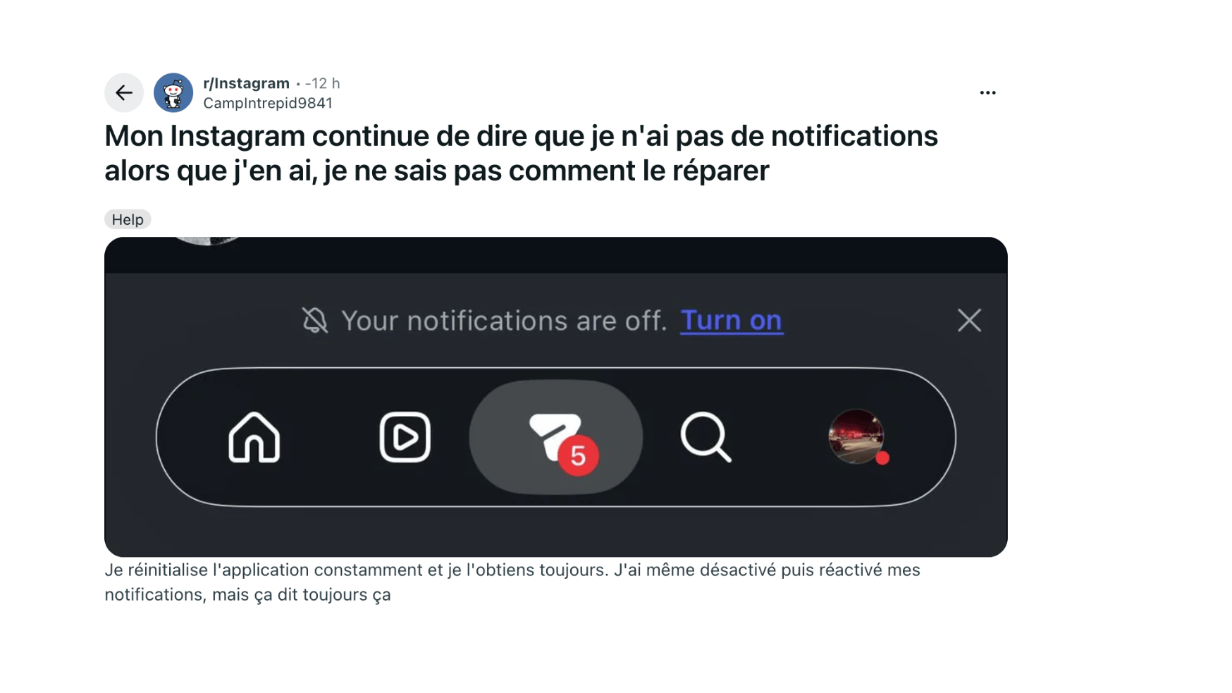 Le message peut également s'afficher dans les DMs // Source : Reddit