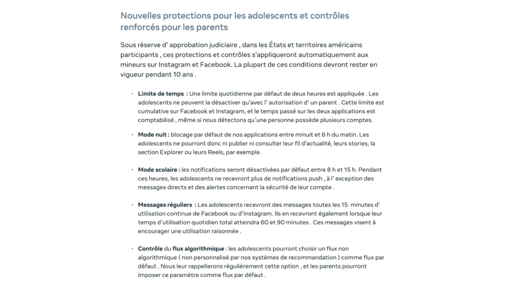 Si l'accord est approuvé, une série de restrictions s'appliqueront // Source : Meta