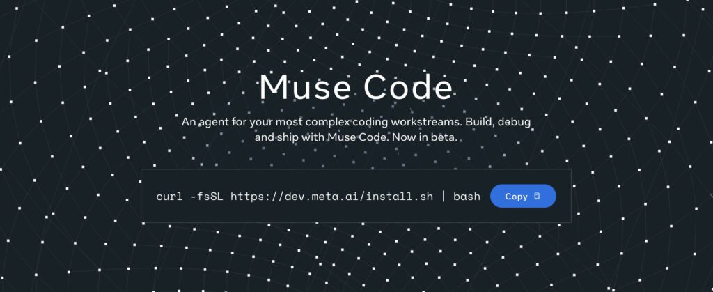 Muse Code s'installe en une seule ligne de commande dans le terminal // Source : Meta Muse Code s'installe en une seule ligne de commande dans le terminal // Source : Meta