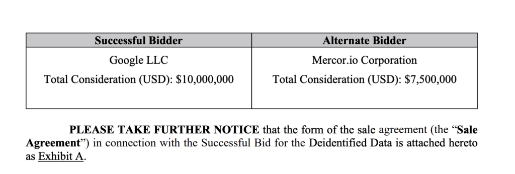 Google n'était pas la seule entreprise intéressée // Source : UNITED STATES BANKRUPTCY COURT SOUTHERN DISTRICT OF NEW YORK Google n'était pas la seule entreprise intéressée // Source : UNITED STATES BANKRUPTCY COURT SOUTHERN DISTRICT OF NEW YORK