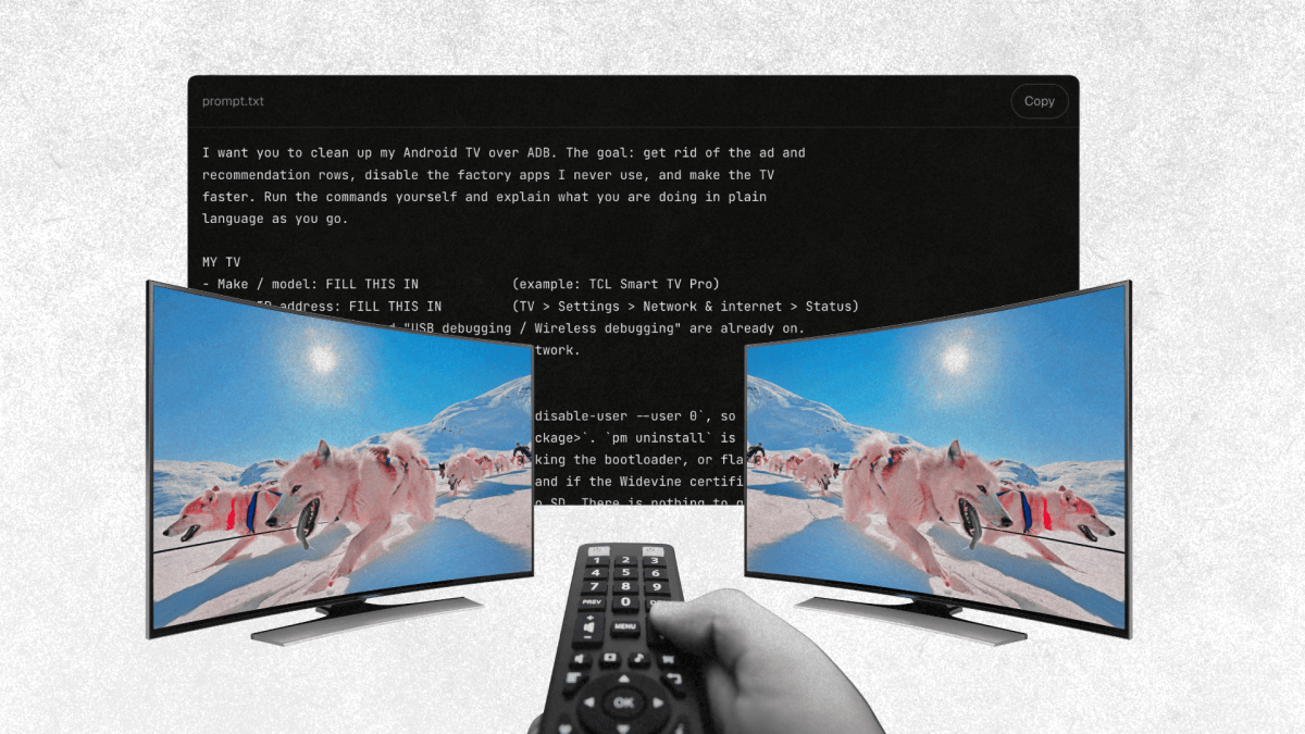 prompt claude Android TV // Source : montage Numerama prompt claude Android TV // Source : montage Numerama