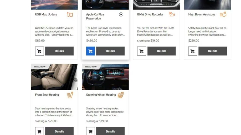 BMW et ses options par abonnement // Source : BMW