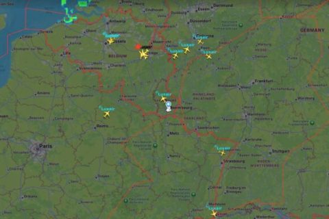 Perturbations des vols à l'aéroport de Luxembourg dans la soirée du 18 septembre. // Source : Via X @flightradar24 (image recadrée)
