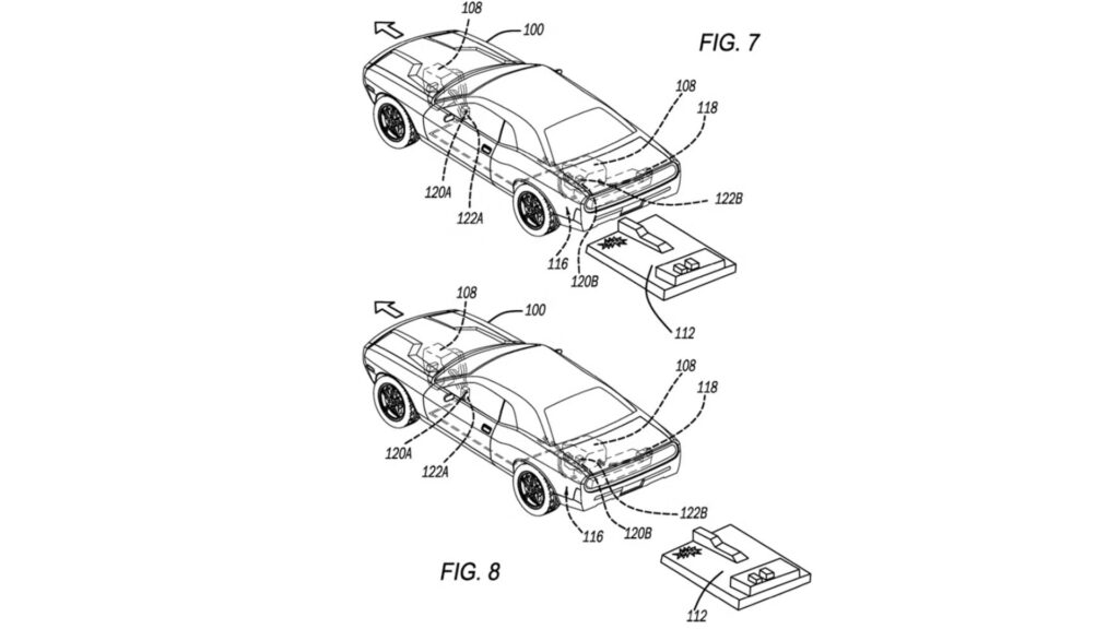 Le brevet d'éjection de batterie de Stellantis. // Source : USPTO Le brevet d'éjection de batterie de Stellantis. // Source : USPTO