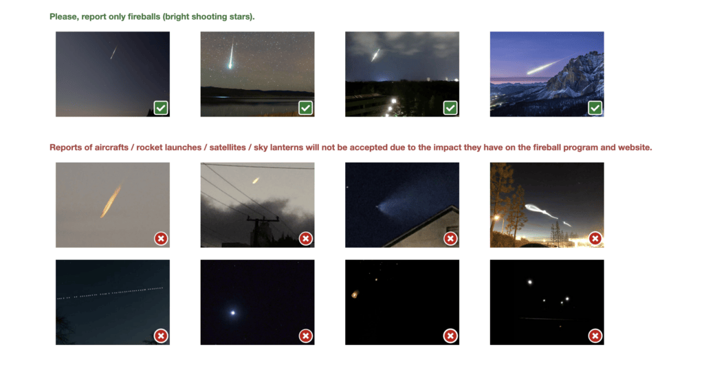 Avant de soumettre une image, apprenons à distinguer un bolide d'un autre type d'objets dans le ciel // Source : IMO Avant de soumettre une image, apprenons à distinguer un bolide d'un autre type d'objets dans le ciel // Source : IMO