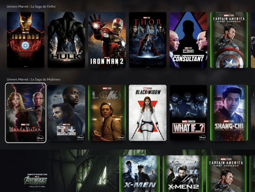 Des films habillés en vert dans Disney+ // Source : Capture d'écran
