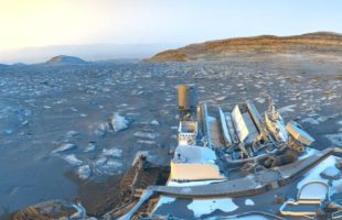Le panorama de Curiosity sur Mars. // Source : Nasa (image recadrée) Le panorama de Curiosity sur Mars. // Source : Nasa (image recadrée)