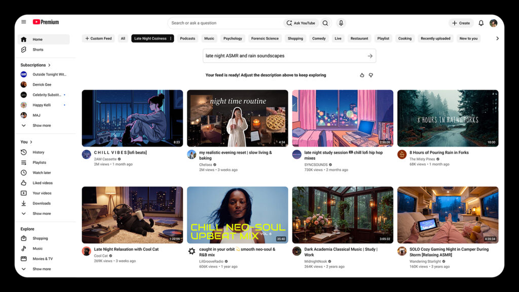 La page d'accueil personnalisable de YouTube. La page d'accueil personnalisable de YouTube.