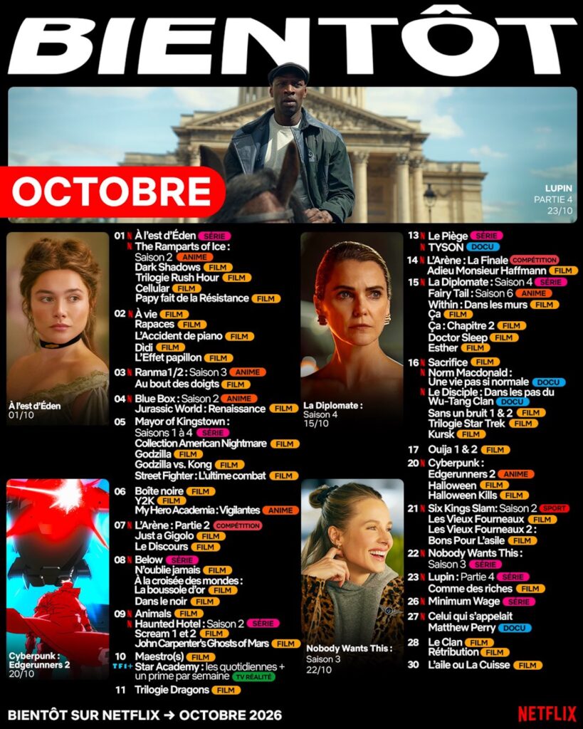 Netflix France en octobre 2026 // Source : Netflix