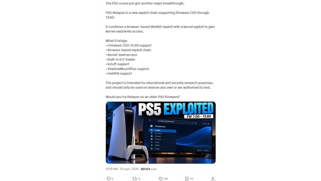 Le jailbreak de la PS5 s’active en quelques réglages basiques, et les tutoriels se multiplient déjà en ligne. Le jailbreak de la PS5 s’active en quelques réglages basiques, et les tutoriels se multiplient déjà en ligne.