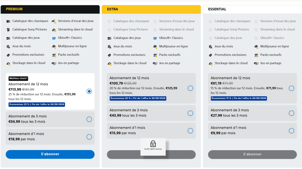 Les réductions sur les abonnements PS+ // Source : Sony