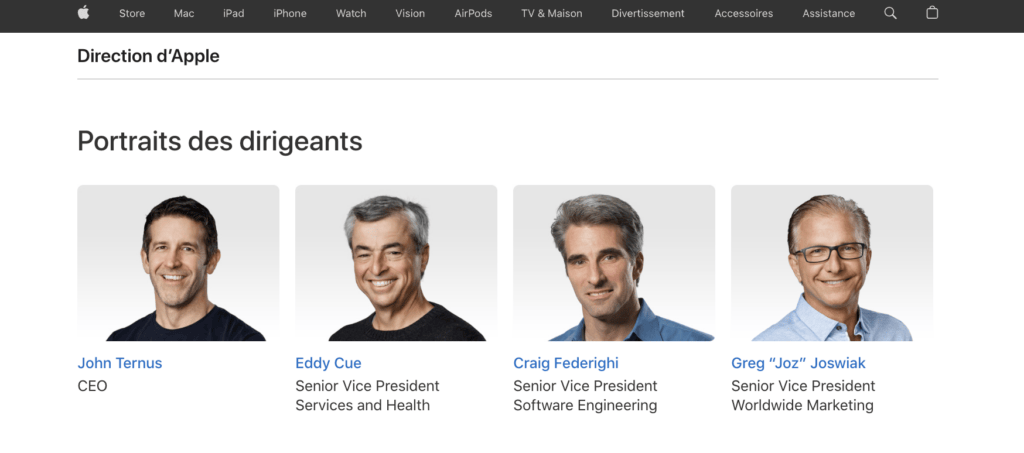 Le nouvel organigramme d'Apple. Le nouvel organigramme d'Apple.