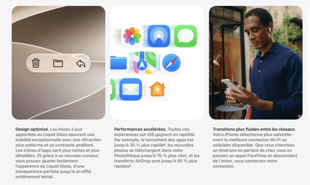 Nouveautés iOS 27 sur le site d'Apple.