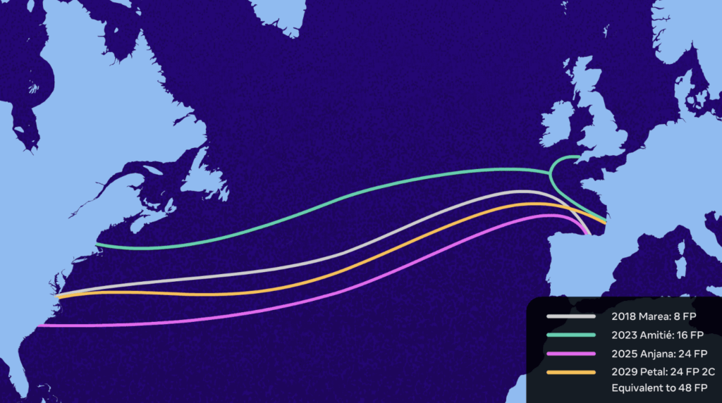 Les câbles sous-marins de Meta // Source : Meta Les câbles sous-marins de Meta // Source : Meta