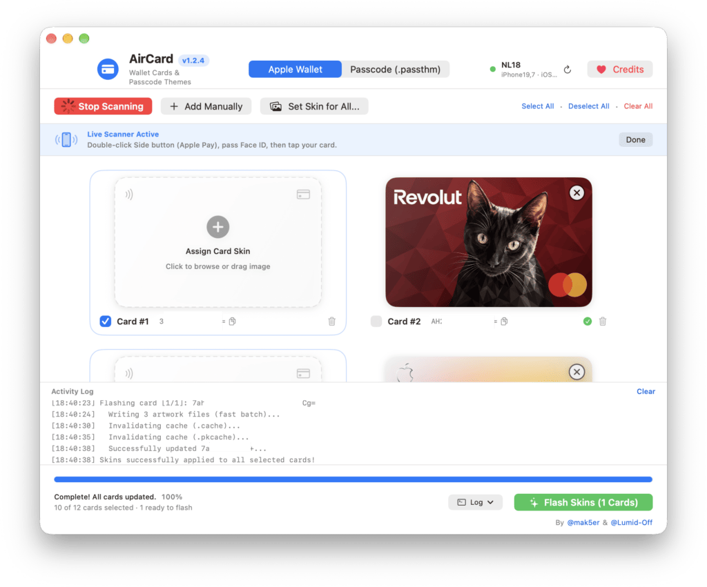 L'interface de AirCard. L'interface de AirCard.