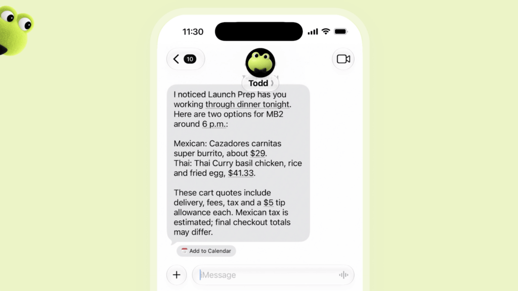 Chaque dot a son propre nom, son propre avatar et peut être joint sur plusieurs canaux, comme iMessage. Chaque dot a son propre nom, son propre avatar et peut être joint sur plusieurs canaux, comme iMessage.