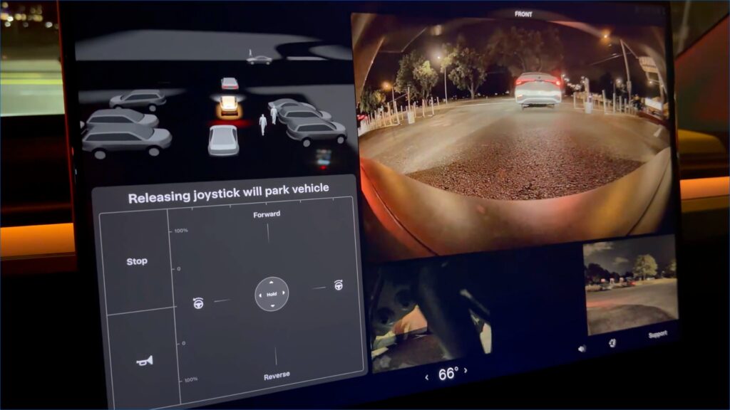 Le joystick du Tesla Cybercab permettant de conduire soi-même le véhicule. // Source : David Moss via X Le joystick du Tesla Cybercab permettant de conduire soi-même le véhicule. // Source : David Moss via X