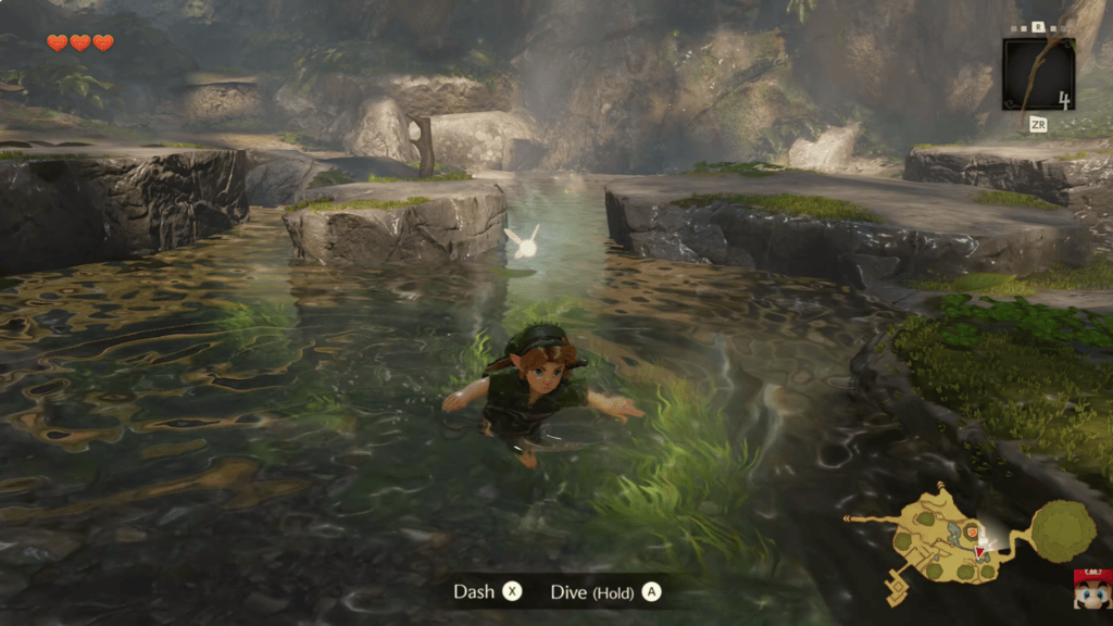 Link peut nager et plonger sous l'eau. // Source : Nintendo Link peut nager et plonger sous l'eau. // Source : Nintendo