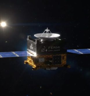 Vue d'artiste de la sonde Fermi Explorer. Source : Fermi Explorer Vue d'artiste de la sonde Fermi Explorer. Source : Fermi Explorer