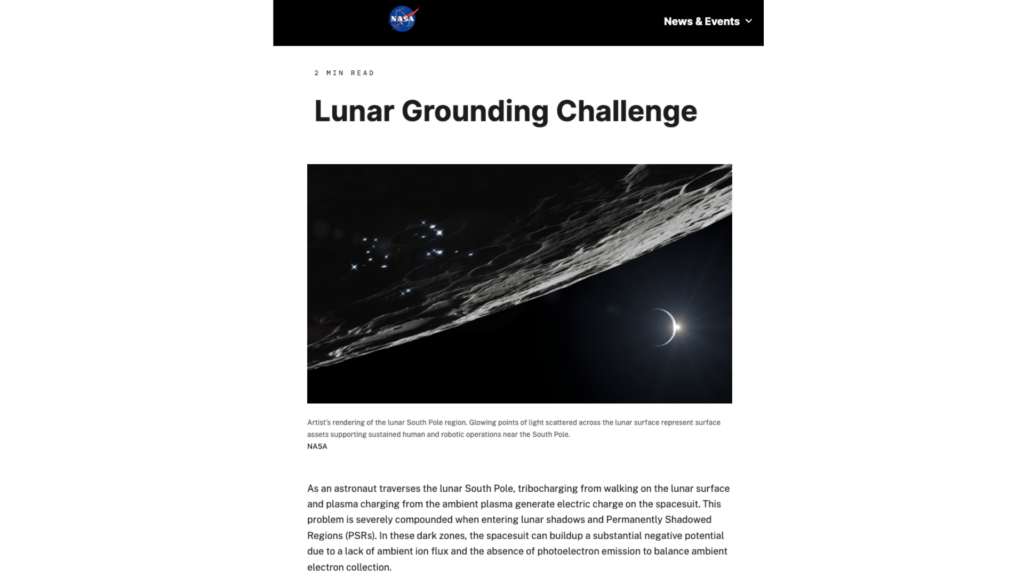 Le lunar grounding challenge // Source : NASA Le lunar grounding challenge // Source : NASA